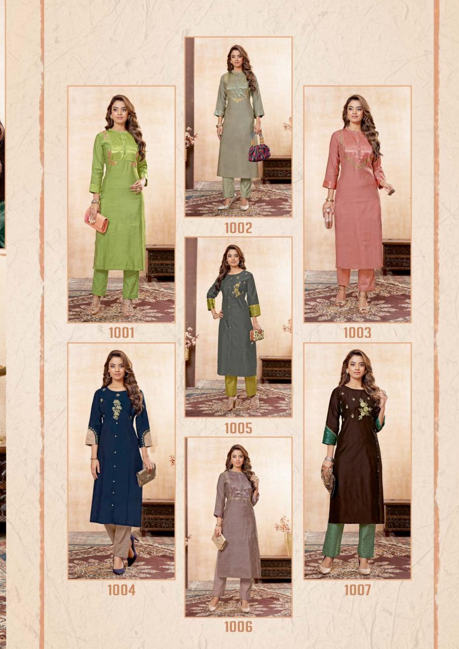 Namya 1001 Ethnic Wear SIlk Designer Kurti With Bottom Collection
